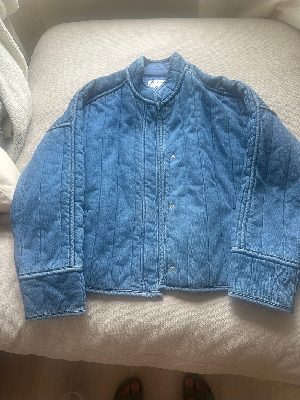 Primark Light Blue Quilted Denim Jacket
